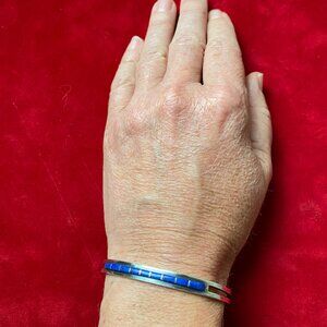 Authentic Blue Lapiz and Silver Bracelet, Size M